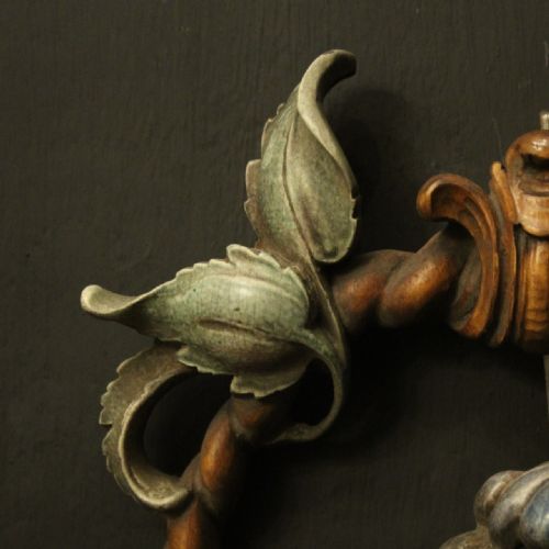 FLORENTINE POLYCHROME FRUIT BASKET CARVED ANTIQUE WALL LIGHTS - ADDITIONAL PHOTO 8
