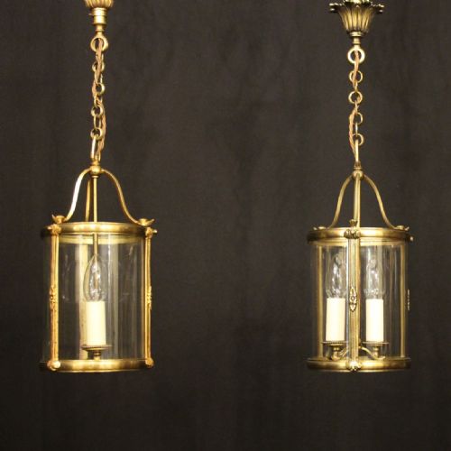 french pair of gilded bronze antique lanterns - CATEGORY: ANTIQUE LIGHTING - DATED 1920