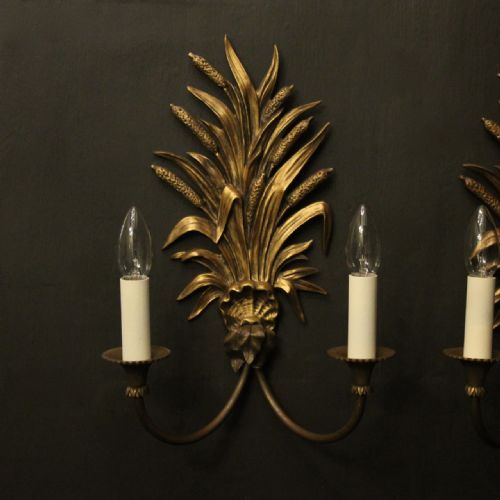 FRENCH PAIR OF GILDED TWIN ARM WALL LIGHTS - ADDITIONAL PHOTO 1