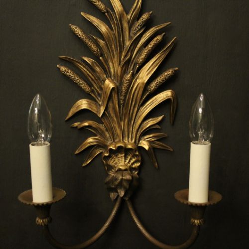 FRENCH PAIR OF GILDED TWIN ARM WALL LIGHTS - ADDITIONAL PHOTO 2