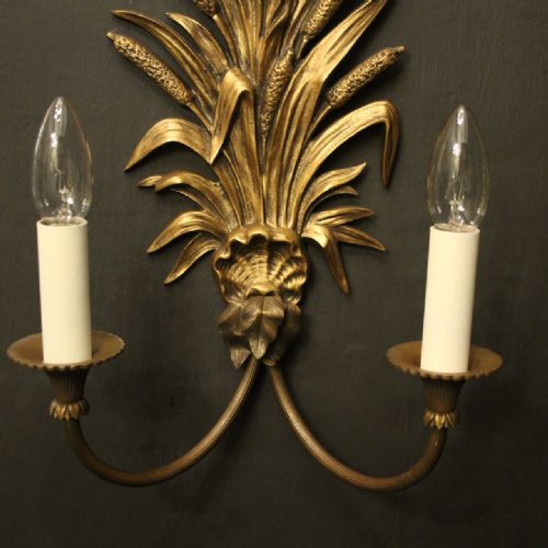 FRENCH PAIR OF GILDED TWIN ARM WALL LIGHTS - ADDITIONAL PHOTO 5