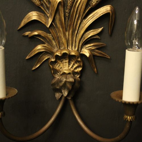 FRENCH PAIR OF GILDED TWIN ARM WALL LIGHTS - ADDITIONAL PHOTO 6