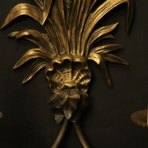 FRENCH PAIR OF GILDED TWIN ARM WALL LIGHTS - ADDITIONAL PHOTO 7