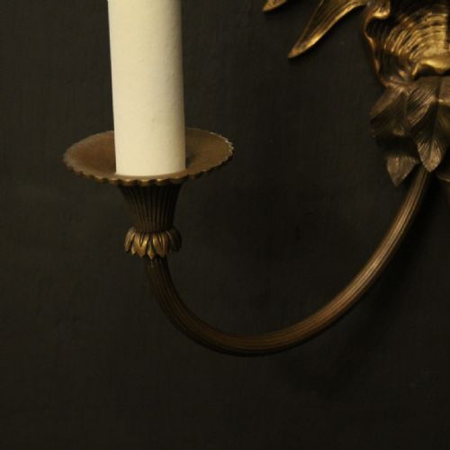 FRENCH PAIR OF GILDED TWIN ARM WALL LIGHTS - ADDITIONAL PHOTO 8