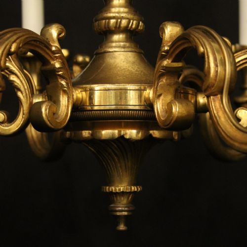 FRENCH GILDED BRONZE 6 LIGHT ANTIQUE CHANDELIER - ADDITIONAL PHOTO 8