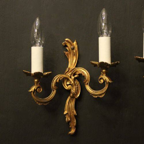 FRENCH SET OF 4 GILDED ANTIQUE WALL LIGHTS - ADDITIONAL PHOTO 1