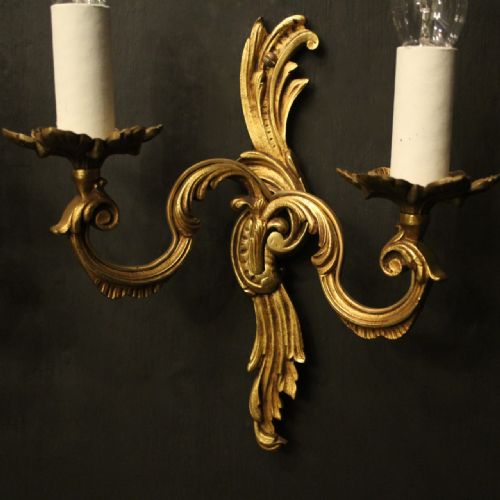 FRENCH SET OF 4 GILDED ANTIQUE WALL LIGHTS - ADDITIONAL PHOTO 2