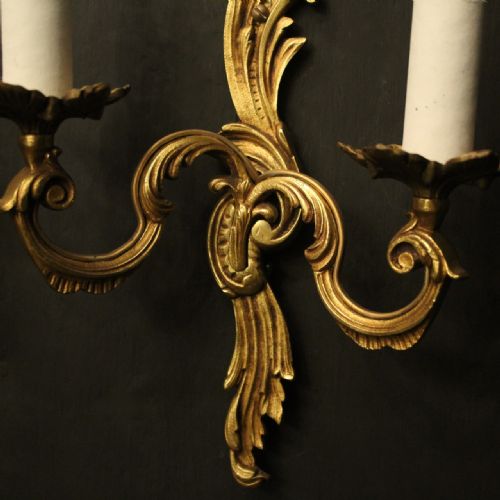 FRENCH SET OF 4 GILDED ANTIQUE WALL LIGHTS - ADDITIONAL PHOTO 3