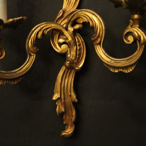 FRENCH SET OF 4 GILDED ANTIQUE WALL LIGHTS - ADDITIONAL PHOTO 4