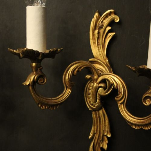 FRENCH SET OF 4 GILDED ANTIQUE WALL LIGHTS - ADDITIONAL PHOTO 5