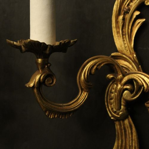 FRENCH SET OF 4 GILDED ANTIQUE WALL LIGHTS - ADDITIONAL PHOTO 6