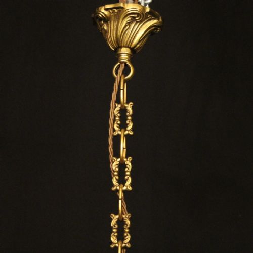FRENCH GILDED BRONZE 6 LIGHT ANTIQUE CHANDELIER - ADDITIONAL PHOTO 8