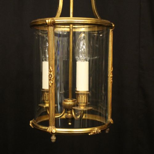 FRENCH PAIR OF GILDED BRONZE CONVEX ANTIQUE LANTERNS - ADDITIONAL PHOTO 1