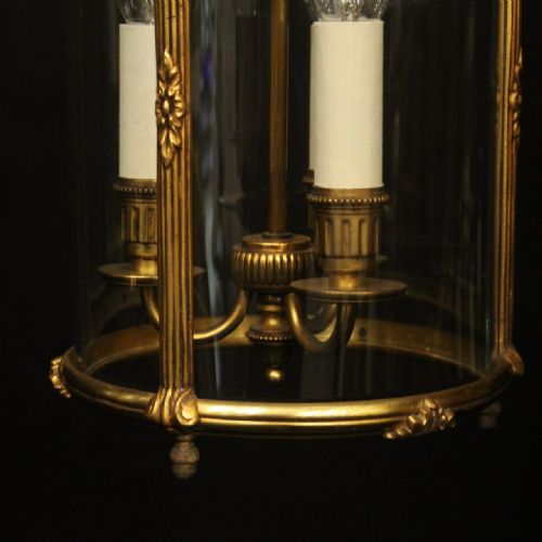FRENCH PAIR OF GILDED BRONZE CONVEX ANTIQUE LANTERNS - ADDITIONAL PHOTO 3