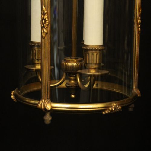 FRENCH PAIR OF GILDED BRONZE CONVEX ANTIQUE LANTERNS - ADDITIONAL PHOTO 8