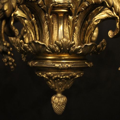 FRENCH 19TH C BRONZE 6 LIGHT ANTIQUE CHANDELIER - ADDITIONAL PHOTO 7