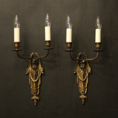 french pair of bronze antique wall lights - CATEGORY: ANTIQUE LIGHTING - DATED 19TH CENTURY