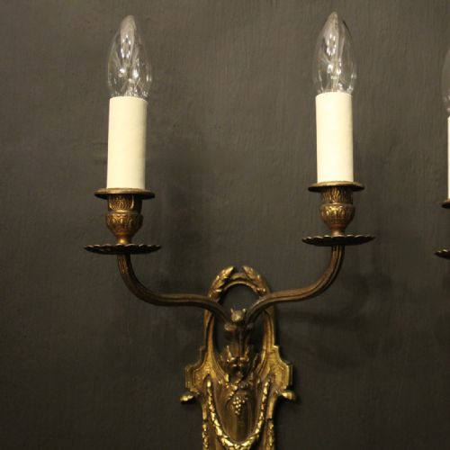 FRENCH PAIR OF BRONZE ANTIQUE WALL LIGHTS - ADDITIONAL PHOTO 3