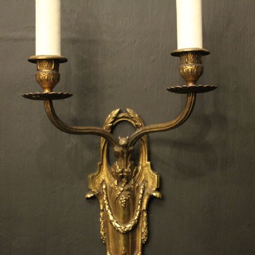 FRENCH PAIR OF BRONZE ANTIQUE WALL LIGHTS - ADDITIONAL PHOTO 8