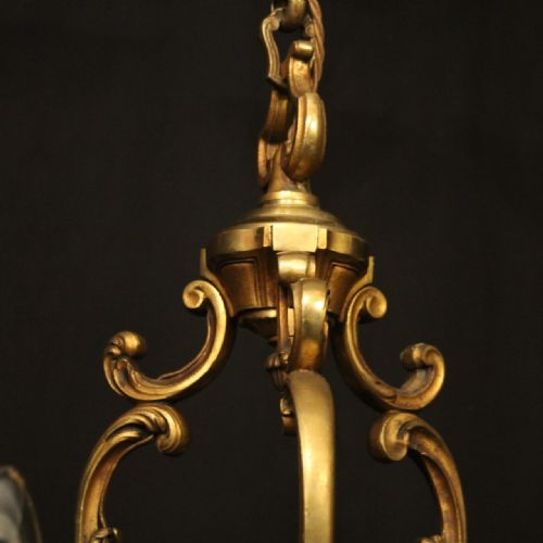 FRENCH GILDED BRONZE 6 LIGHT ANTIQUE CHANDELIER - ADDITIONAL PHOTO 5