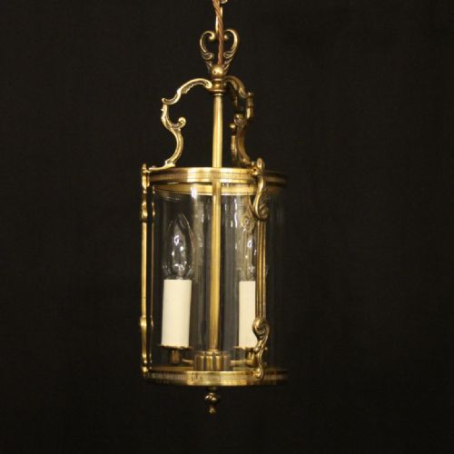 french small gilded convex twin light hall lantern - CATEGORY: ANTIQUE LIGHTING - DATED 1930