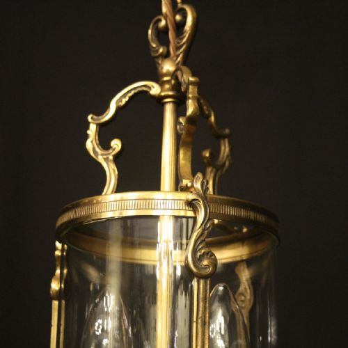 FRENCH SMALL GILDED CONVEX TWIN LIGHT HALL LANTERN - ADDITIONAL PHOTO 1