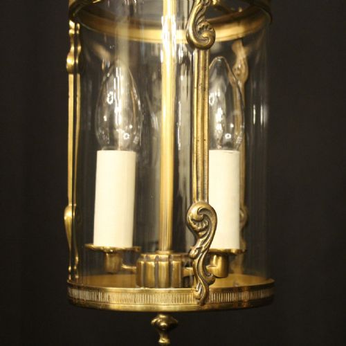 FRENCH SMALL GILDED CONVEX TWIN LIGHT HALL LANTERN - ADDITIONAL PHOTO 2