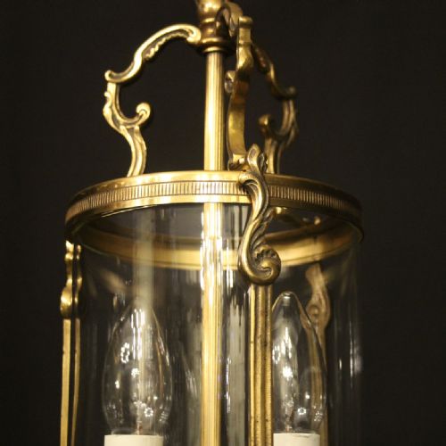 FRENCH SMALL GILDED CONVEX TWIN LIGHT HALL LANTERN - ADDITIONAL PHOTO 3