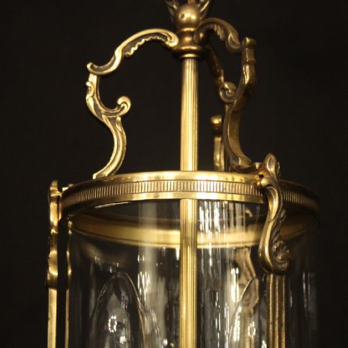 FRENCH SMALL GILDED CONVEX TWIN LIGHT HALL LANTERN - ADDITIONAL PHOTO 4
