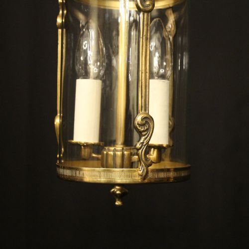 FRENCH SMALL GILDED CONVEX TWIN LIGHT HALL LANTERN - ADDITIONAL PHOTO 5