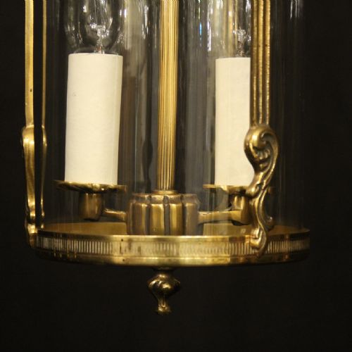 FRENCH SMALL GILDED CONVEX TWIN LIGHT HALL LANTERN - ADDITIONAL PHOTO 7