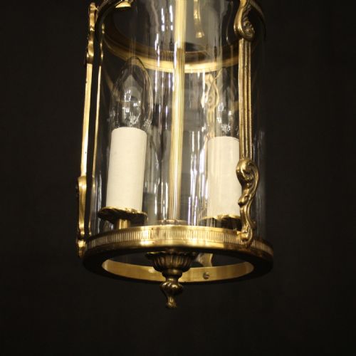 FRENCH SMALL GILDED CONVEX TWIN LIGHT HALL LANTERN - ADDITIONAL PHOTO 8