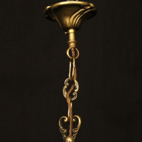 FRENCH SMALL GILDED CONVEX TWIN LIGHT HALL LANTERN - ADDITIONAL PHOTO 9