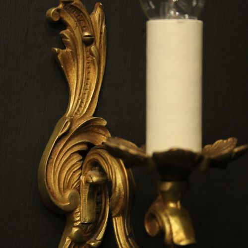 FRENCH SET OF 4 GILDED ANTIQUE WALL LIGHTS - ADDITIONAL PHOTO 4