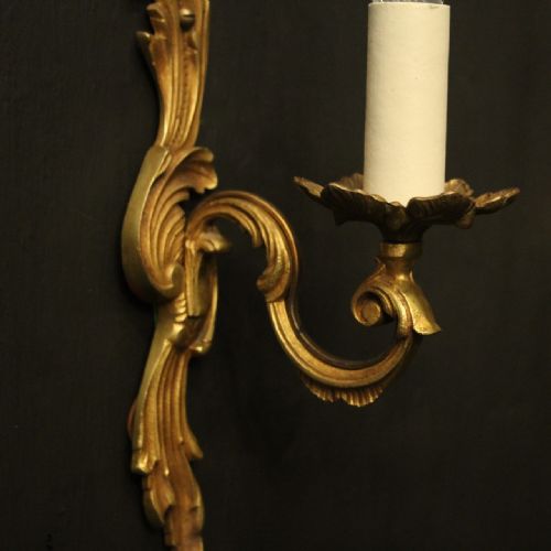 FRENCH SET OF 4 GILDED ANTIQUE WALL LIGHTS - ADDITIONAL PHOTO 5