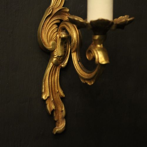 FRENCH SET OF 4 GILDED ANTIQUE WALL LIGHTS - ADDITIONAL PHOTO 6
