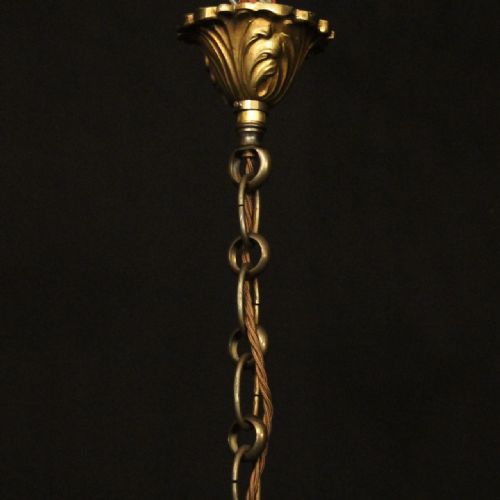 FRENCH GILDED BRONZE 6 LIGHT ANTIQUE CHANDELIER - ADDITIONAL PHOTO 9
