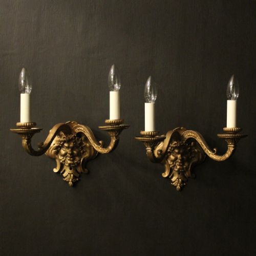 french 19th c bronze antique wall sconces - CATEGORY: ANTIQUE LIGHTING - DATED 19TH CENTURY