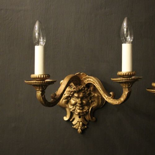 FRENCH 19TH C BRONZE ANTIQUE WALL SCONCES - ADDITIONAL PHOTO 1