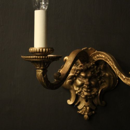 FRENCH 19TH C BRONZE ANTIQUE WALL SCONCES - ADDITIONAL PHOTO 2