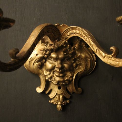 FRENCH 19TH C BRONZE ANTIQUE WALL SCONCES - ADDITIONAL PHOTO 3