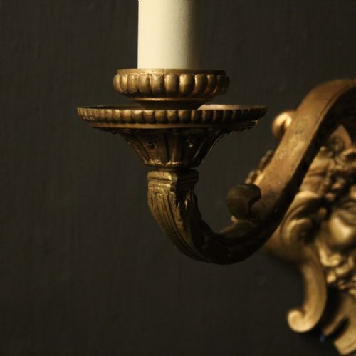FRENCH 19TH C BRONZE ANTIQUE WALL SCONCES - ADDITIONAL PHOTO 4