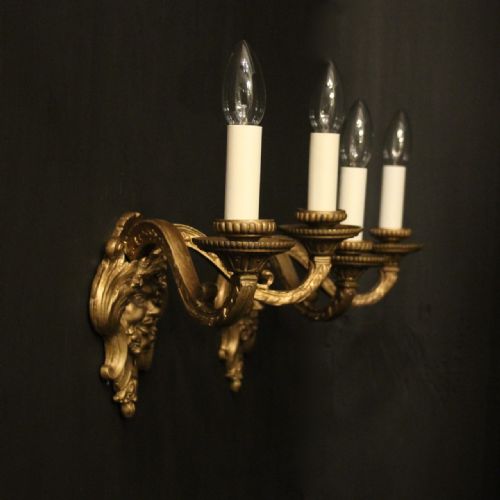 FRENCH 19TH C BRONZE ANTIQUE WALL SCONCES - ADDITIONAL PHOTO 9