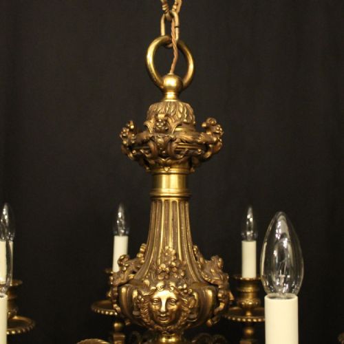 FRENCH 19TH C QUALITY GILDED BRONZE 8 LIGHT ANTIQUE CHANDELIER - ADDITIONAL PHOTO 7