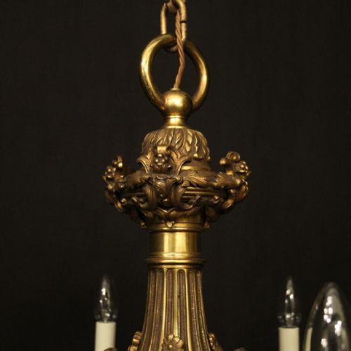 FRENCH 19TH C QUALITY GILDED BRONZE 8 LIGHT ANTIQUE CHANDELIER - ADDITIONAL PHOTO 8