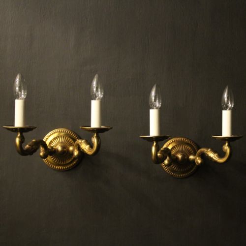 english pair of bronze antique wall lights - CATEGORY: ANTIQUE LIGHTING - DATED 1920
