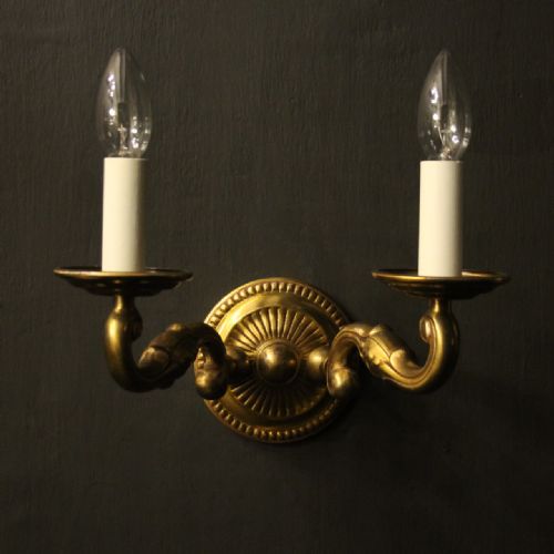 ENGLISH PAIR OF BRONZE ANTIQUE WALL LIGHTS - ADDITIONAL PHOTO 1