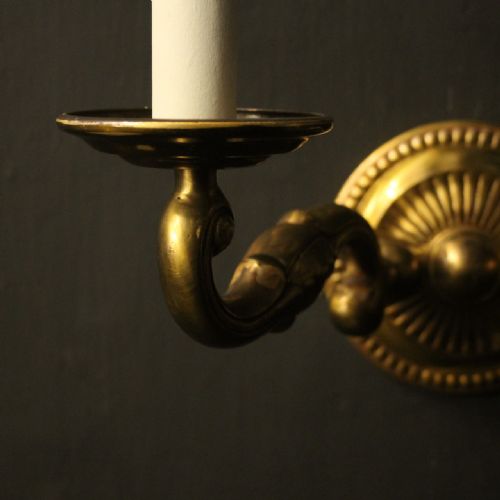 ENGLISH PAIR OF BRONZE ANTIQUE WALL LIGHTS - ADDITIONAL PHOTO 2