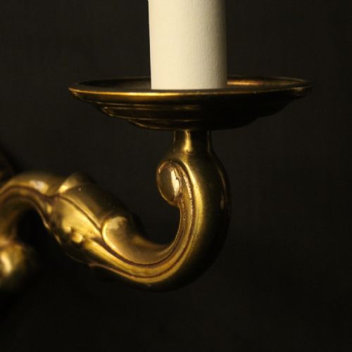 ENGLISH PAIR OF BRONZE ANTIQUE WALL LIGHTS - ADDITIONAL PHOTO 6