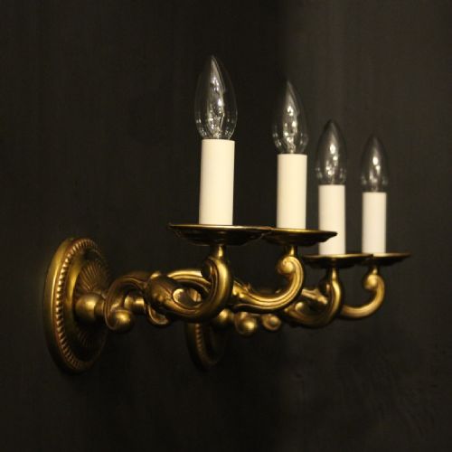 ENGLISH PAIR OF BRONZE ANTIQUE WALL LIGHTS - ADDITIONAL PHOTO 9
